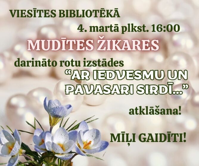 Martā Viesītes bibliotēkā Mudītes Žikares darināto rotu izstāde