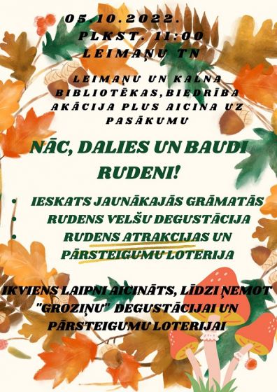 Leimaņu un Kalna bibliotēka aicina uz pasākumu 
