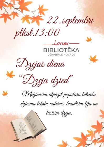 22.septembrī plkst. 13.00 Lones bibliotēkā dzejas diena 
