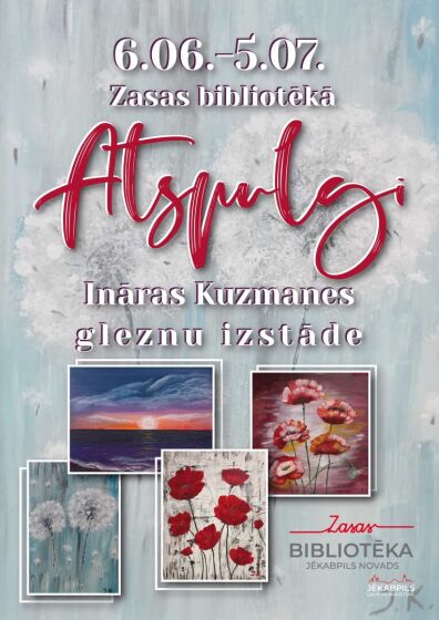 Zasas bibliotēkā Ināras Kuzmanes (Jēkabpils) gleznu izstāde