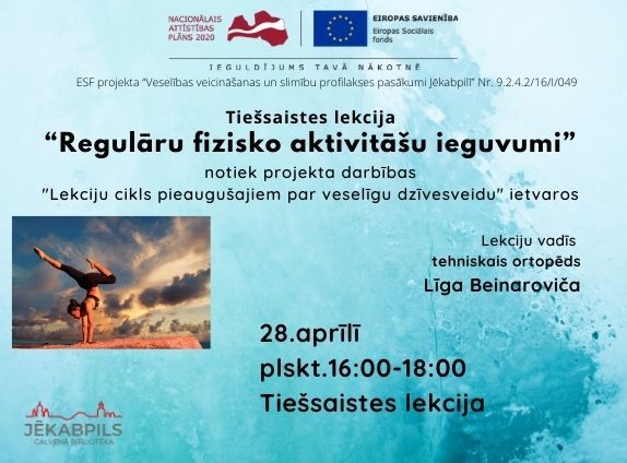 Aicinām pieteikties tiešsaistes veselības veicināšanas lekcijai