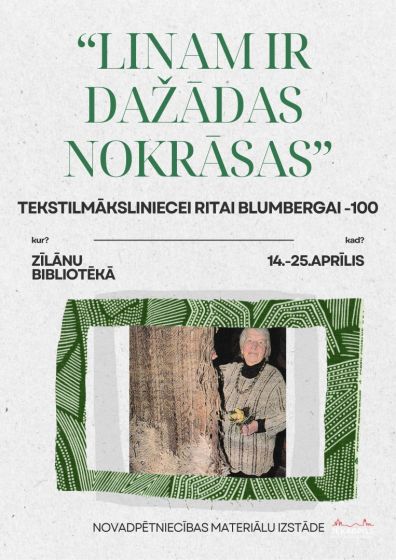 Zīlānu bibliotēkā no 14.-25.aprīlim izstāde 