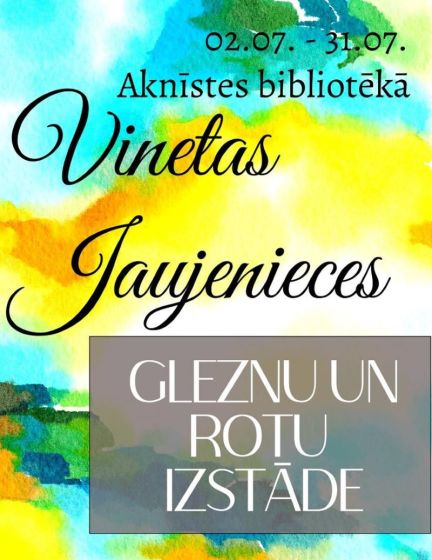 Aknīstes bibliotēka aicina uz Vinetas Jaujenieces gleznu un rotu izstādi