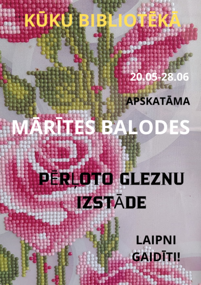 Kūku bibliotēka aicina uz Mārītes Balodes pērļoto gleznu izstādi
