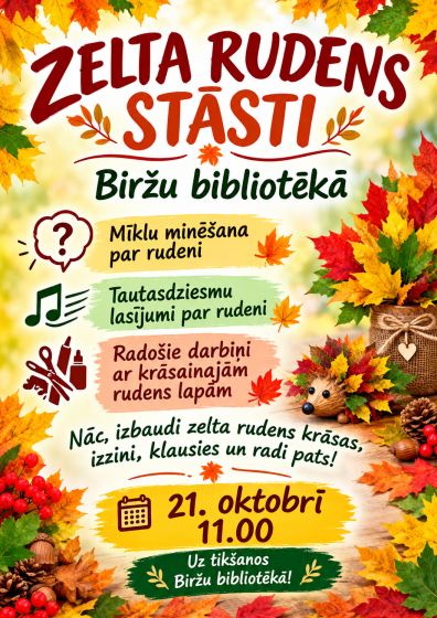 Biržu bibliotēkā 21.oktobrī plkst. 11.00 pasākums 