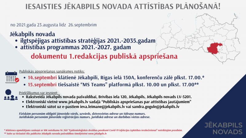Jēkabpils novada Attīstības stratēģijas publiska apspriešana