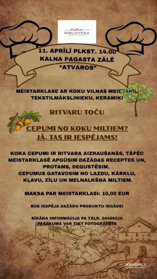 Kalna bibliotēkā 11.aprīlī plkst. 14.00 meistarklase ar koku vilnas meistaru Ritvaru Toču