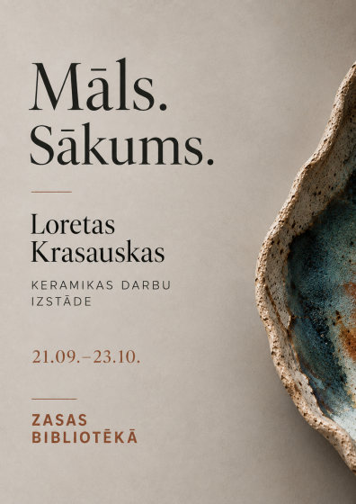 Līdz 23.oktobrim Zasas bibliotēkā skatāma Loretas Krasauskas (Aknīste) keramikas darbu izstāde