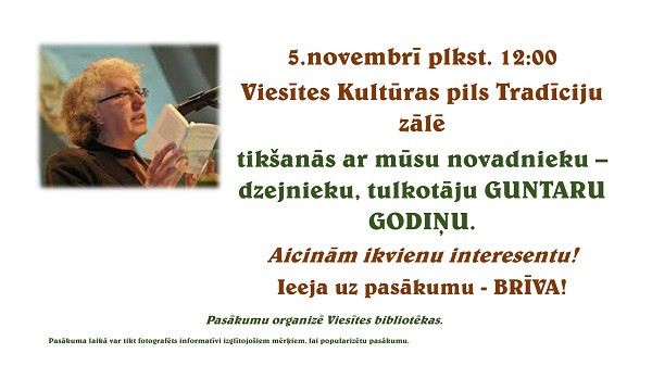 Viesītē tikšanās ar novadnieku Guntaru Godiņu 