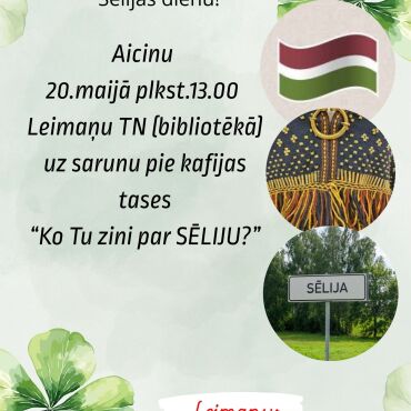 Leimaņu bibliotēka 20.maijā plkst. 11.00 aicina uz tikšanos 