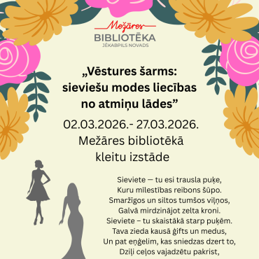 Martā Mežāres bibliotēkā kleitu izstāde no atmiņu lādes  
