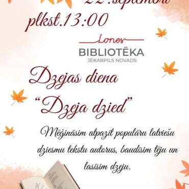 22.septembrī plkst. 13.00 Lones bibliotēkā dzejas diena 