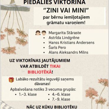 Kūku bibliotēkā viktorīna 