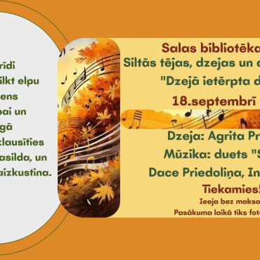 Salas bibliotēka 18.septembrī plkst. 18.00 aicina uz Dzejas dienu pasākumu 