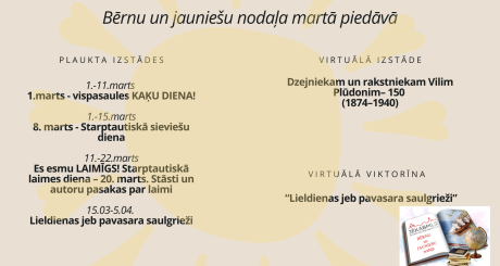 Bērnu un jauniešu nodaļas notikumi MARTĀ 