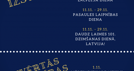 Pasākumi un izstādes novembrī!